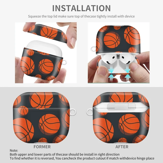 Alt view image 3 of 6 - for AirPods 4 Case, Cute AirPod 4th Generation Cases Cover for Women Girly with Gold Keychain for AirPod 4 Cover 2024 (Basketball)