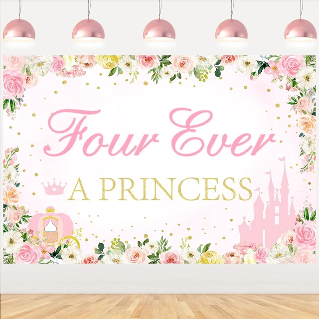 Main image of Four Ever a Princess Birthday Decorations Backdrop, Princess 4th Birthday Party Decorations Backdrop Banner for 4 Year Old Girl Birthday 5 x 7ft