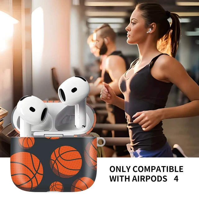 Alt view image 6 of 6 - for AirPods 4 Case, Cute AirPod 4th Generation Cases Cover for Women Girly with Gold Keychain for AirPod 4 Cover 2024 (Basketball)