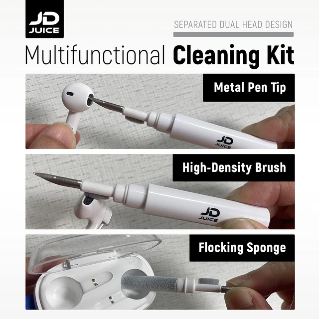Alt view image 3 of 7 - 4 Pack - Earbuds Cleaning Kit Earbud Cleaning Kit - Phone Cleaning Kit in-Ear Headphones Cleaning Pen Tool, Portable 3-in-1 Laptop Cleaning Kit Electronic Cleaner with a Sponge, Metal Pen Tip