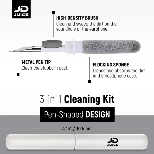 Alt view image 6 of 7 - 4 Pack - Earbuds Cleaning Kit Earbud Cleaning Kit - Phone Cleaning Kit in-Ear Headphones Cleaning Pen Tool, Portable 3-in-1 Laptop Cleaning Kit Electronic Cleaner with a Sponge, Metal Pen Tip