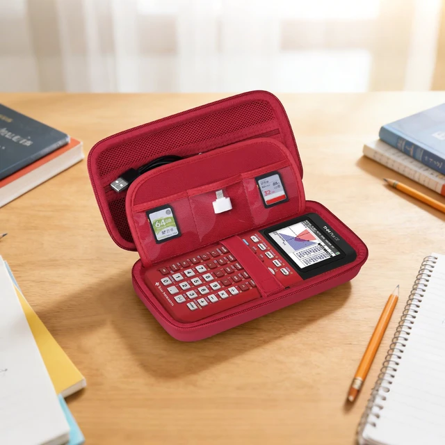 Alt view image 7 of 7 - Case for TI-84 Plus CE/TI-84 Evo/TI-84/TI-83 Plus Calculator TI-84 Plus CE/TI-84 Plus/TI-84 Evo/TI-83 Plus/TI-89 Titanium Color Graphing Calculator Hard Carrying Case, Red