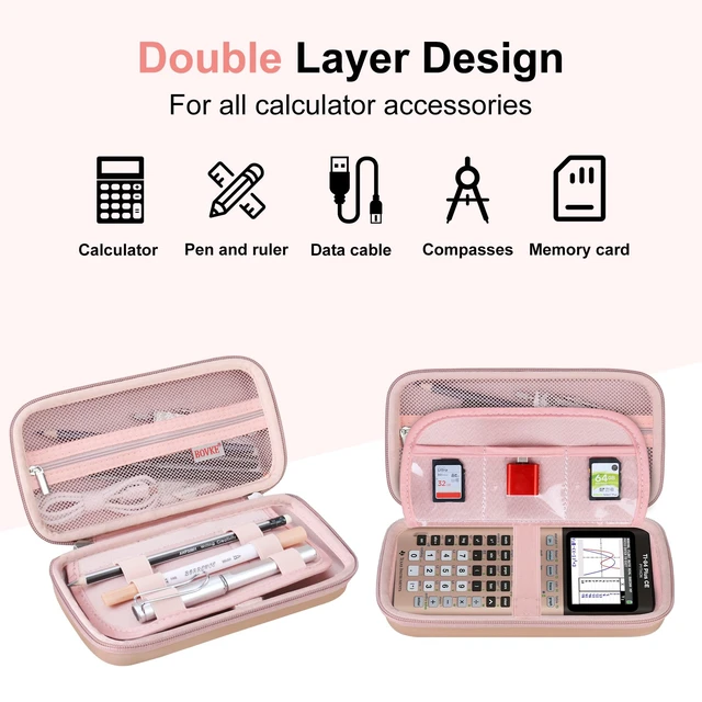 Alt view image 3 of 7 - Case for TI-84 Plus CE/TI-84 Evo/TI-84/TI-83 Plus Calculator TI-84 Plus CE/TI-84 Plus/TI-84 Evo/TI-83 Plus/TI-89 Titanium Color Graphing Calculator Hard Carrying Case, Rose Gold