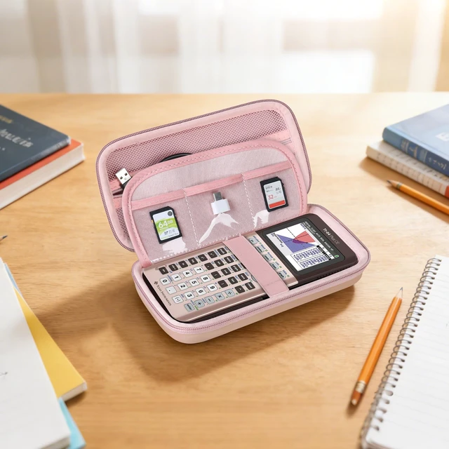 Alt view image 7 of 7 - Case for TI-84 Plus CE/TI-84 Evo/TI-84/TI-83 Plus Calculator TI-84 Plus CE/TI-84 Plus/TI-84 Evo/TI-83 Plus/TI-89 Titanium Color Graphing Calculator Hard Carrying Case, Rose Gold