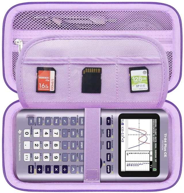Main image of Case for TI-84 Plus CE/TI-84 Evo/TI-84/TI-83 Plus Calculator TI-84 Plus CE/TI-84 Plus/TI-84 Evo/TI-83 Plus/TI-89 Titanium Color Graphing Calculator Hard Carrying Case, Purple