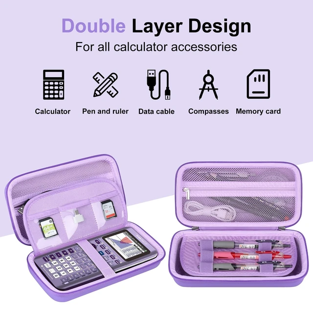 Alt view image 3 of 7 - Case for TI-84 Plus CE/TI-84 Evo/TI-84/TI-83 Plus Calculator TI-84 Plus CE/TI-84 Plus/TI-84 Evo/TI-83 Plus/TI-89 Titanium Color Graphing Calculator Hard Carrying Case, Purple