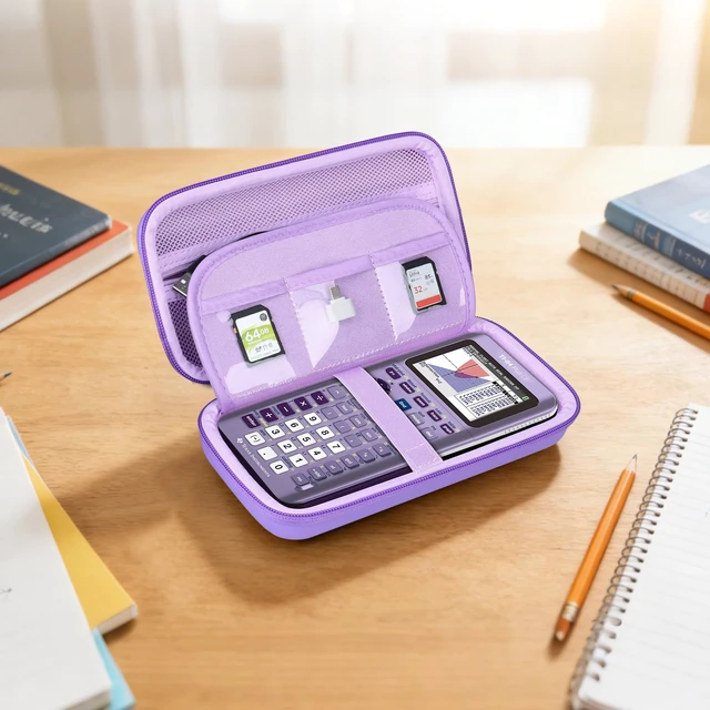 Alt view image 7 of 7 - Case for TI-84 Plus CE/TI-84 Evo/TI-84/TI-83 Plus Calculator TI-84 Plus CE/TI-84 Plus/TI-84 Evo/TI-83 Plus/TI-89 Titanium Color Graphing Calculator Hard Carrying Case, Purple