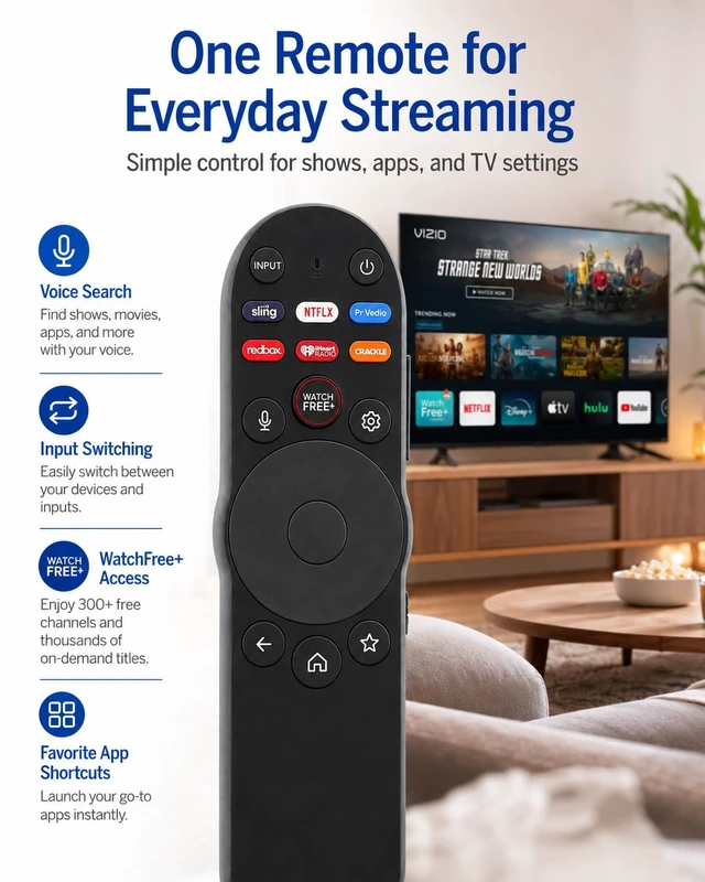 Alt view image 7 of 7 - Voice Remote Control Replacement for Vizio Smart TV, Compatible with XRT270, for FHD 4K Quantum and Quantum Pro D-Series M-Series P-Series V-Series Voice-Enabled Smart TVs