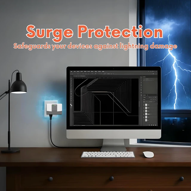 Alt view image 2 of 7 - Refrigerator Surge Protector, 3 Outlet Voltage Protector for Refrigerator, Microwave, Washing Machine, Garage Door & Home Appliances, 120V 15A 1875W, Over & Under Voltage Protection