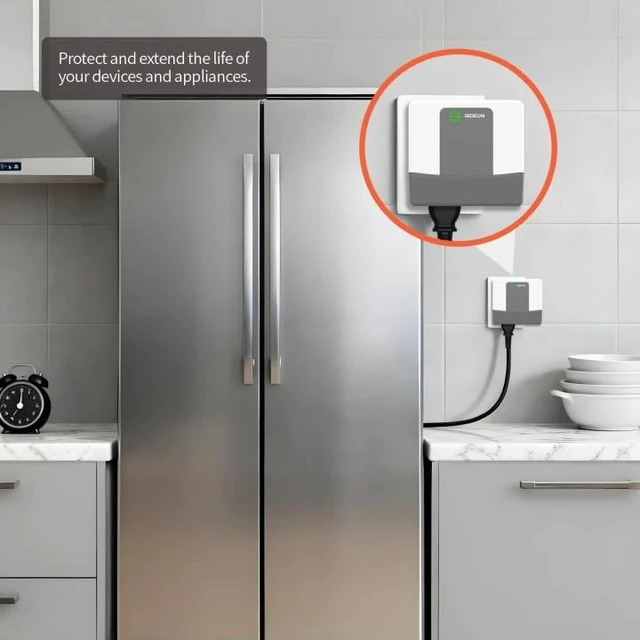 Alt view image 7 of 7 - Refrigerator Surge Protector, 3 Outlet Voltage Protector for Refrigerator, Microwave, Washing Machine, Garage Door & Home Appliances, 120V 15A 1875W, Over & Under Voltage Protection