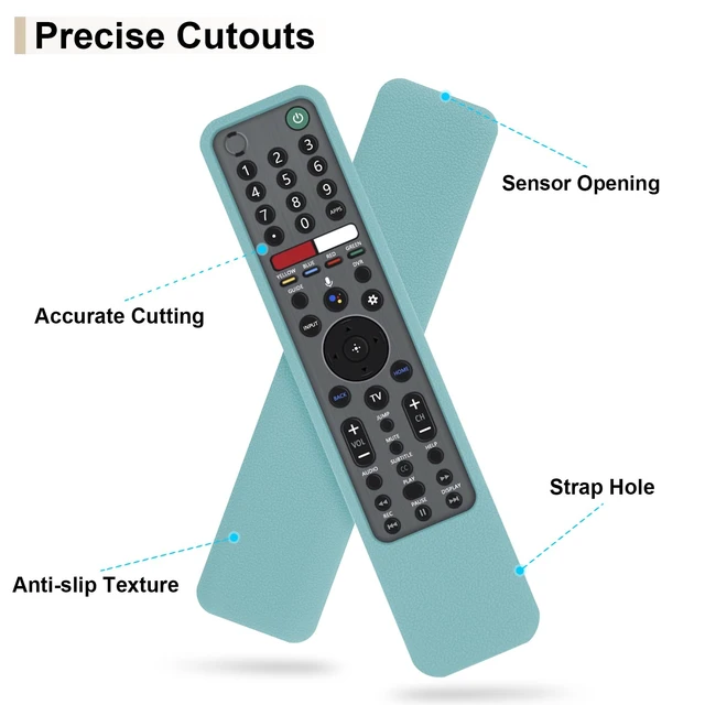 Alt view image 4 of 7 - 2 Pack Cover for Sony TV Remote RMF-TX600U RMF-TX500U RMF-TX500E RMF-TX600E Protective Silicone Case for Sony RMF-TX621U RMF-TX520U Remote Control Waterproof, Anti-slip (Glow Green + Glow Blue)