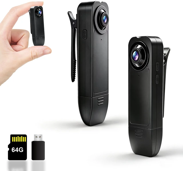 Main image of Mini Body Camera 1080P with Night Vision, Wearable Clip On POV Camera 64GB Audio and Video Recording, 25ft Night Vision, 4-6H Battery, 150° WideAngle Lens for Work Records, Guard Duty, Traveling