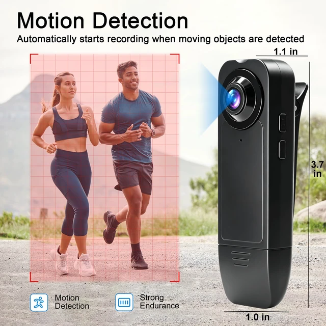 Alt view image 6 of 7 - Mini Body Camera 1080P with Night Vision, Wearable Clip On POV Camera 64GB Audio and Video Recording, 25ft Night Vision, 4-6H Battery, 150° WideAngle Lens for Work Records, Guard Duty, Traveling