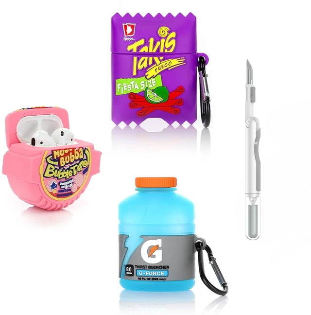 Main image of (3Pack) Case for AirPods 2nd/1st Generation with Cleaning kit, Cute Skin Design Silicone Cartoon Charging Case Protective Covers with Keychain for AirPods 1/2 Earbuds (B+G+T)