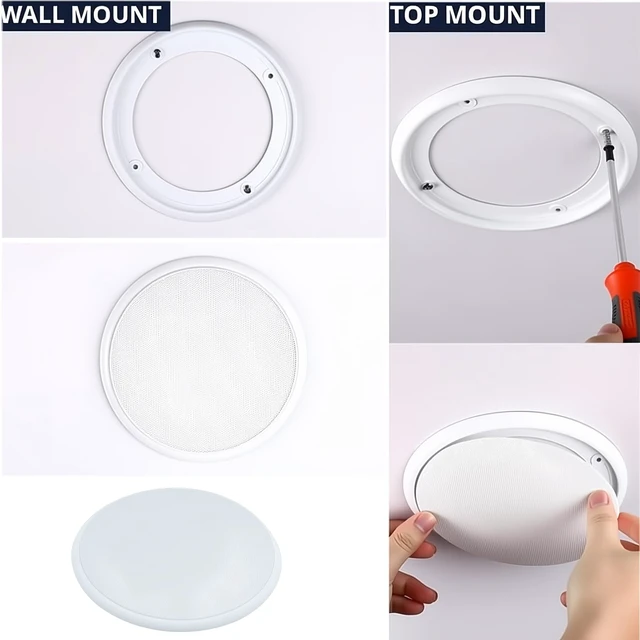 Alt view image 4 of 4 - 2pcs Round Ceiling Speaker Grill Covers for 8 Inch Speaker with Screws(White)