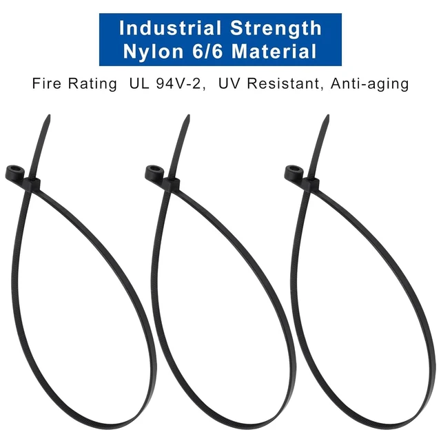 Alt view image 3 of 7 - Zip Ties with Screw Hole, 100 Pcs Mountable head Cable Tie Multipurpose Heavy Duty Nylon Zip Tie for Indoor and Outdoor (15.7 inch, 50lbs)