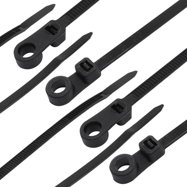 Alt view image 7 of 7 - Zip Ties with Screw Hole, 100 Pcs Mountable head Cable Tie Multipurpose Heavy Duty Nylon Zip Tie for Indoor and Outdoor (15.7 inch, 50lbs)