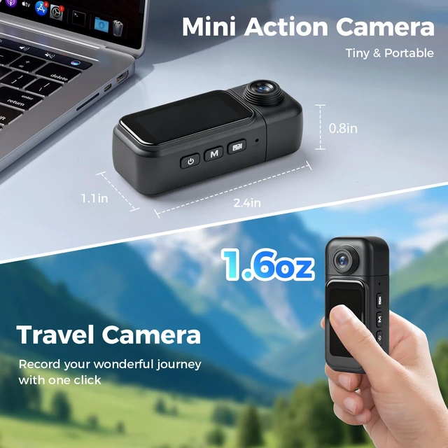 Alt view image 2 of 6 - Mini Body Camera - 64GB Portable Wearable Camera with 360° Back Clip 180° Rotating Lens, 1.47" Touch Screen, POV Hands-Free for Vlogging Travel Workers Baseball Fishing Cycling Motorcycle(Black)