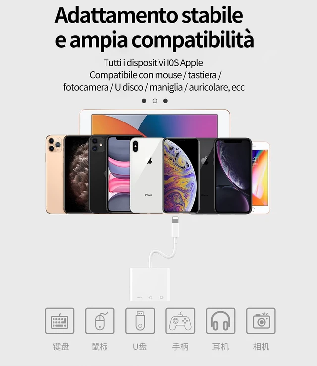 Alt view image 6 of 7 - zoyuzan Compatible for iPhone Headphone Adapter 3.5mm AUX Audio Jack Charger Dongle Earphone Splitter Compatible with Lightning Male to USB Female OTG Power Charging Camera MIDI Connector for ipad
