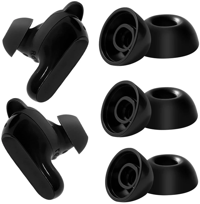 Main image of Replacement Silicone Ear Tips for Bose QuietComfort Ultra Earbuds (2nd Gen), Soft Silicone Eartip Accessories, 3 Pairs Black Tips(S/M/L)