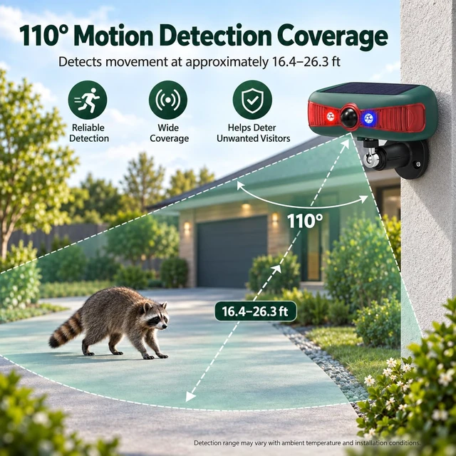Alt view image 6 of 7 - Solar Motion Sensor Alarm, 130dB, Red & Blue Strobe, 4 Modes Red Blue Strobe 130dB Siren 110° PIR 4 Modes Yard, Coop, Farm, Driveway, Barn, Garden