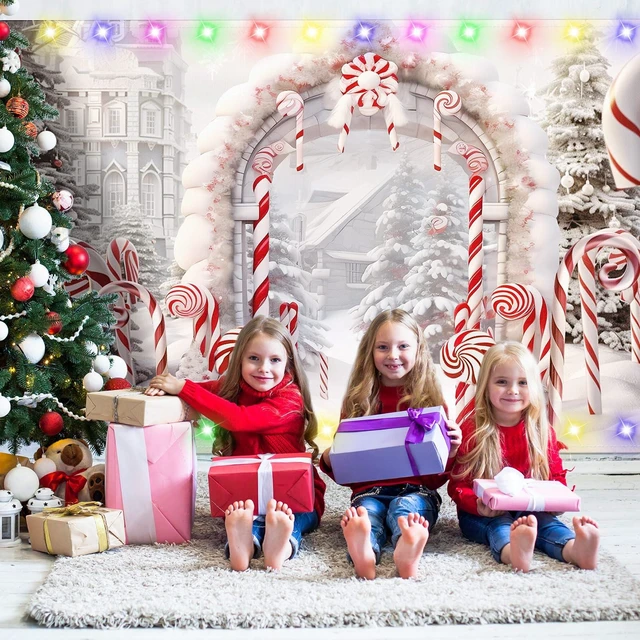 Alt view image 5 of 7 - 16 x 7 ft Christmas Garage Door Decoration Cane Candy Cover Banner Large Candy Cane Arch Scene, Christmas Favor, Waterproof Outdoor Banner, Festive Party Backdrop