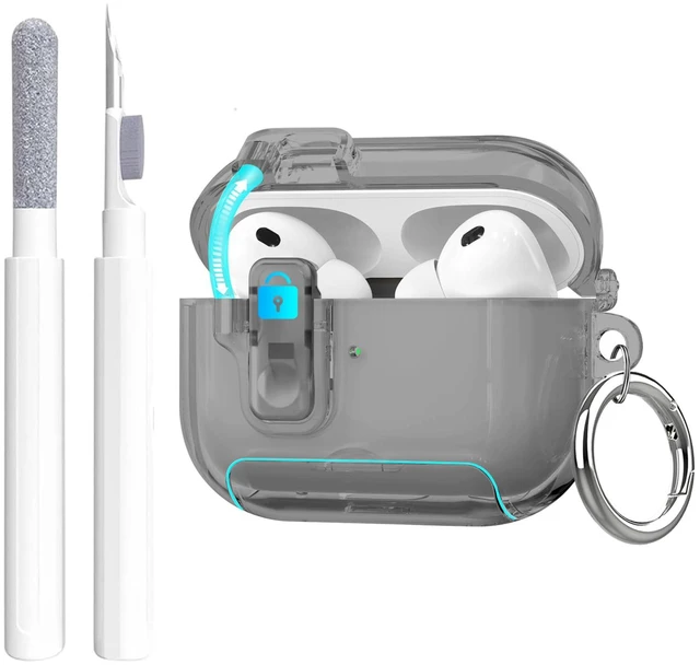 Main image of Secure Lock for Airpods Pro 3 Case Clear,Soft TPU Cover Cute for Airpods pro 3rd Generation Case Cover with Phone Stand,for Airpod Pro 3 gen Cover with Carabiner&Cleaning Pen-Black