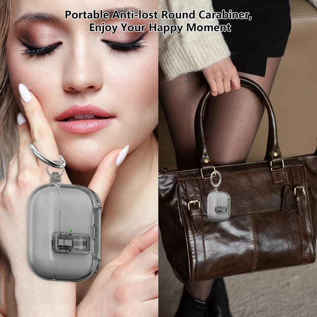 Alt view image 6 of 6 - Secure Lock for Airpods Pro 3 Case Clear,Soft TPU Cover Cute for Airpods pro 3rd Generation Case Cover with Phone Stand,for Airpod Pro 3 gen Cover with Carabiner&Cleaning Pen-Black