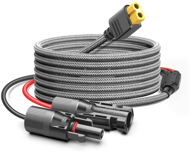 Main image of Solar Connector to XT60 Adapter Extension Cable Solar Panel 60W 110W 160W 220W 400W, Compatible with Anker Powerhouse ECOFLOW River Delta Rockpals Solar Generator 11Ft