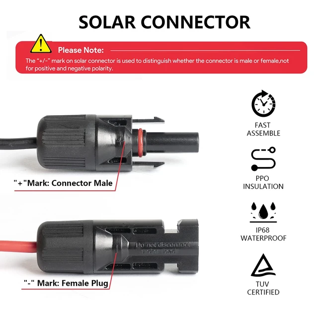Alt view image 3 of 6 - Solar Connector to XT60 Adapter Extension Cable Solar Panel 60W 110W 160W 220W 400W, Compatible with Anker Powerhouse ECOFLOW River Delta Rockpals Solar Generator 11Ft