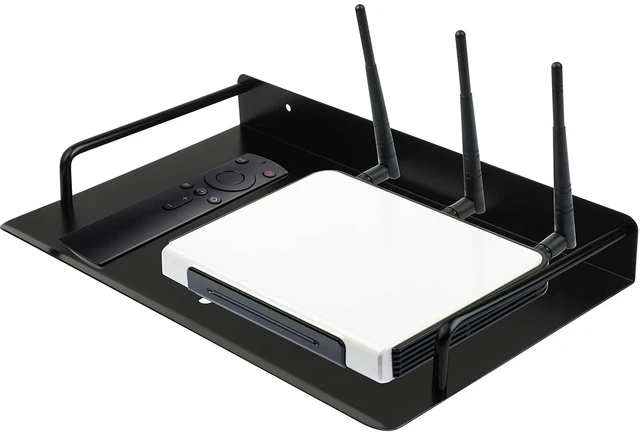 Alt view image 2 of 7 - Alumimum Alloy Wall Mount Shelf Bracket for TV Accessories WiFi Router TV Box Set Top Box (Black,13'' x 8.2'')