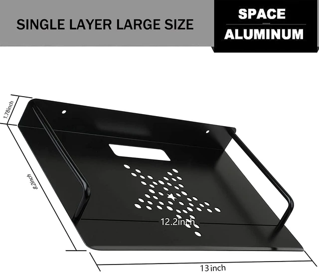 Alt view image 3 of 7 - Alumimum Alloy Wall Mount Shelf Bracket for TV Accessories WiFi Router TV Box Set Top Box (Black,13'' x 8.2'')