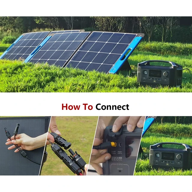 Alt view image 6 of 6 - Solar Connector to XT60 Adapter Extension Cable Solar Panel 60W 110W 160W 220W 400W, Compatible with Anker Powerhouse ECOFLOW River Delta Rockpals Solar Generator 11Ft