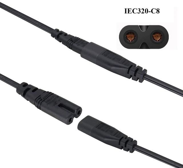 Alt view image 6 of 7 - (2 pack) IEC320 C14 to Dual C7 Y Splitter Power AC Adapter Cable,10A 125V IEC 3Pole Male to 2x2Pole Female Figure 8 Plug,IEC C7 to C14 Polarized Converter for LED TV etc(0.3m/1ft)(C14 to 2xC7)