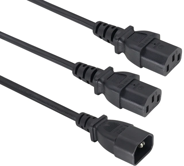Alt view image 4 of 7 - (2 pack) C13 Y Splitter Plug to C14 AC Power Adapter Extension Cable,Dual IEC-320-C14 to IEC-320-C13 Standard Computer Power Socket Cord for LED HDTV Monitor&Scanner (0.4m/1.3ft)(C14 to 2xC13)