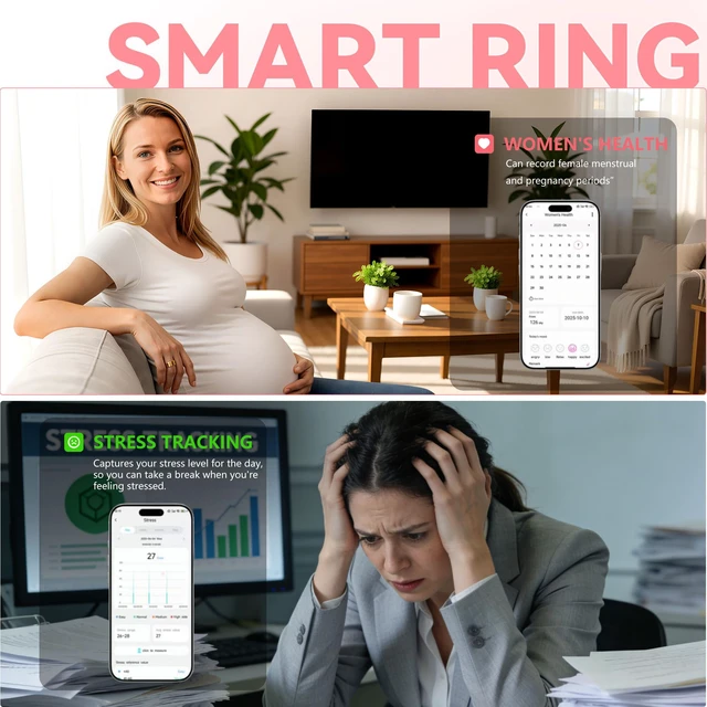 Alt view image 4 of 7 - Smart Ring for Women & Men, Fitness & Sleep Tracker, Size 12, Gold No Subscription Fees, 24/7 Activity Tracking, Sleep Monitoring, Women's Health, IP68 Waterproof