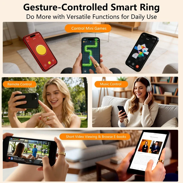Alt view image 5 of 7 - Smart Ring for Women & Men, Fitness & Sleep Tracker, Size 12, Gold No Subscription Fees, 24/7 Activity Tracking, Sleep Monitoring, Women's Health, IP68 Waterproof
