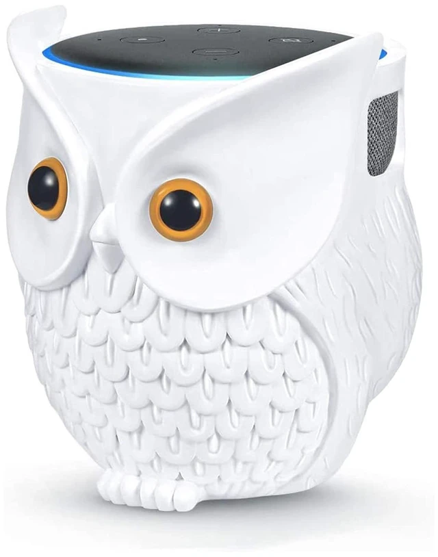 Main image of Owl Holder Stand, Upgraded Owl Statue Smart Speaker Holder Stand for Echo Dot 4th/3rd/2nd and 1st Generation, Google Home Mini/Google Nest Mini (2nd Gen), Home Decor Owl Shape Cartoon Decor