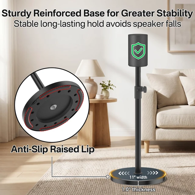 Alt view image 4 of 6 - Speaker Stands Pair for Sony SA-RS8 Wireless Rear Speaker Stand, Height Adjustable from 33.4" to 40.5", Heavy-Duty Surround Speaker Stand for Sony SA-RS8 Stand with Cable Management