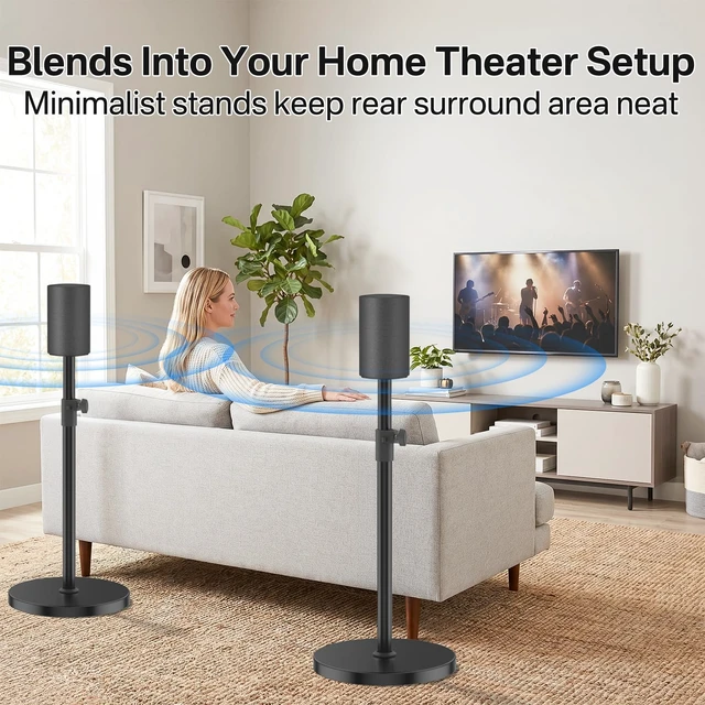 Alt view image 6 of 6 - Speaker Stands Pair for Sony SA-RS8 Wireless Rear Speaker Stand, Height Adjustable from 33.4" to 40.5", Heavy-Duty Surround Speaker Stand for Sony SA-RS8 Stand with Cable Management
