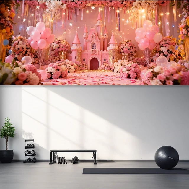 Alt view image 5 of 7 - Valentines Day Romantic Floral Garage Door Banner 6x13ft Waterproof -Pink Balloon Backdrop for Wedding & Anniversary,Photo Booth Background Wall Decor
