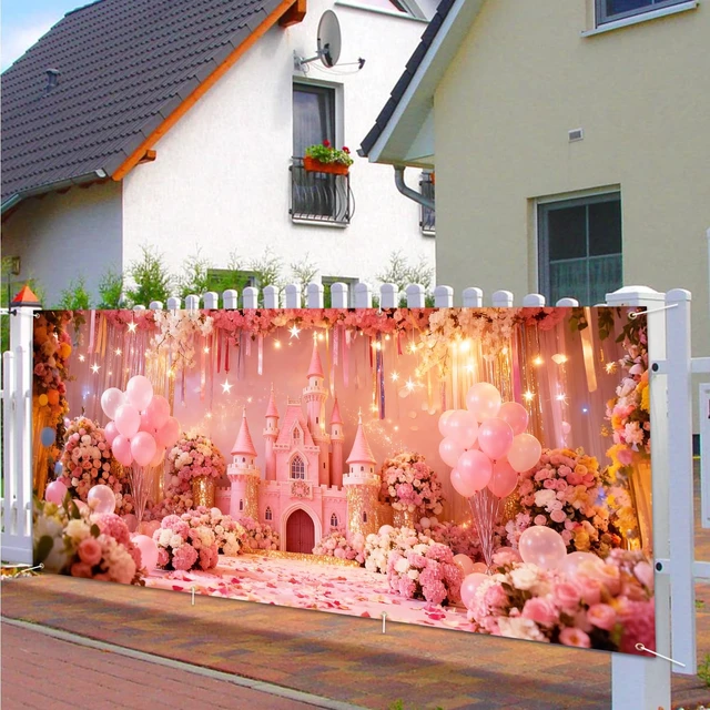 Alt view image 7 of 7 - Valentines Day Romantic Floral Garage Door Banner 6x13ft Waterproof -Pink Balloon Backdrop for Wedding & Anniversary,Photo Booth Background Wall Decor