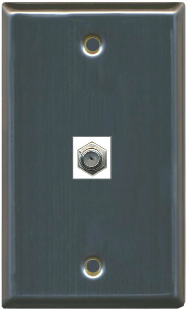 Main image of Coax Cable TV Wall Plate 1 Gang Flat - Stainless Steel