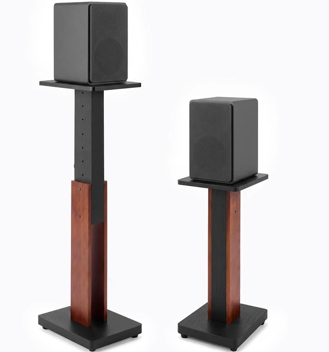 Main image of 2 Pcs Height Adjustable Speaker Stands Heavy Duty 50 Lbs Wood Vinyl Record Player Stands Pair for Studio Housewarming Home Decoration (18-34",Walnut)