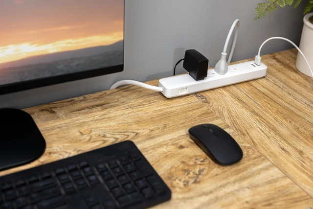 Alt view image 7 of 7 - Sur Protector Power Strip with USB Ports, 3 Ft Extension Cord 560 Joules, 4 Outlet Extender, 2 USB-A, Flat Plug, Wall Mount, On Off Switch, ETL Safety Listed, White, 37212