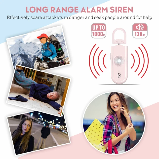 Alt view image 3 of 7 - Personal Safety Alarm for Women, 130dB Loud Siren with SOS Strobe Light, Flashlight, 1000ft Audible Help Kids, Elderly Emergency Call, Self Defense Keychain for College Essentials