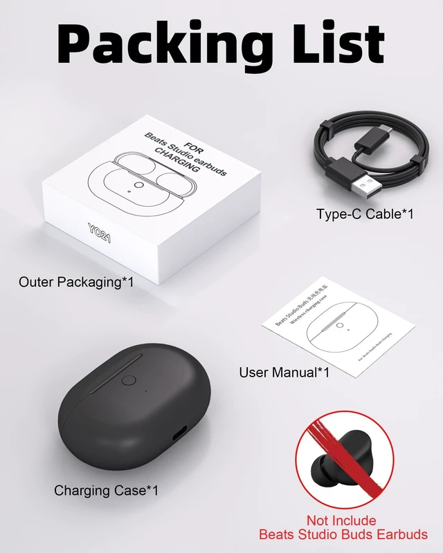 Alt view image 7 of 7 - Charging Case Replacement for Beats Studio Buds - Earbuds Charger Case with Bluetooth Pairing Sync Button, 660mAh Battery (Earbuds Not Included)