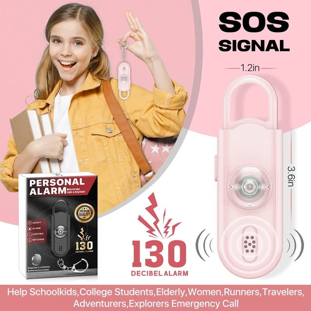 Alt view image 4 of 7 - Personal Safety Alarm for Women, 130dB Loud Siren with SOS Strobe Light, Flashlight, 1000ft Audible Help Kids, Elderly Emergency Call, Self Defense Keychain for College Essentials
