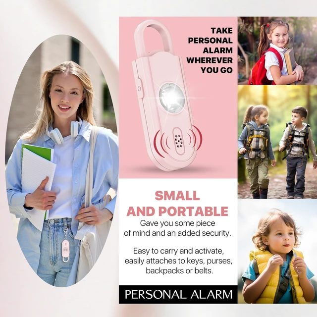 Alt view image 6 of 7 - Personal Safety Alarm for Women, 130dB Loud Siren with SOS Strobe Light, Flashlight, 1000ft Audible Help Kids, Elderly Emergency Call, Self Defense Keychain for College Essentials