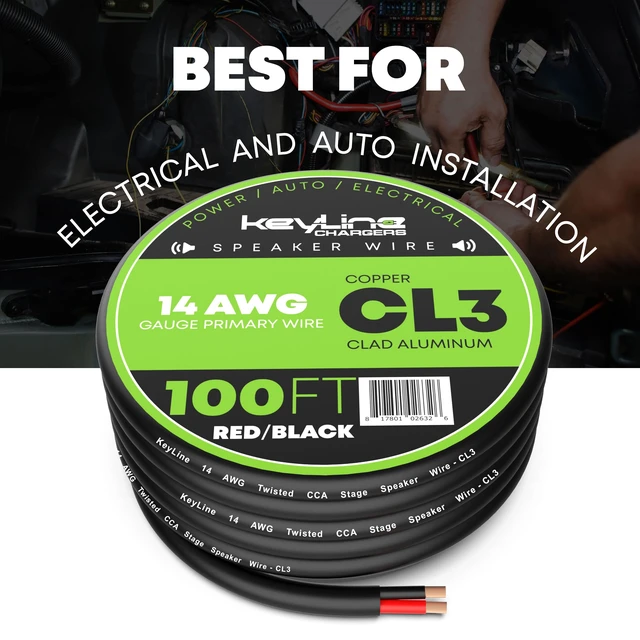 Alt view image 2 of 7 - 14 Gauge Speaker Wire - 100 Feet Black 14-2 AWG Gauge - Rated for Marine & Outdoor in Ground Burial & in Wall CL3 CL2, 2 Conductors - CCA Copper Clad Aluminum, Black 100ft